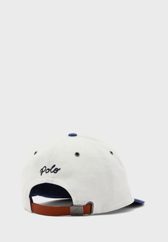 Weiße Ralph Lauren Logo Flat Peak Hüte für Herren