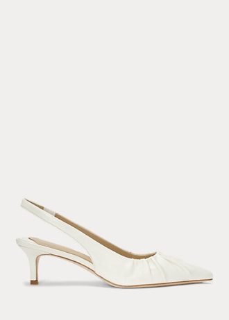 Weiße Ralph Lauren Lolah Slingback-Pumps aus Nappaleder für Damen