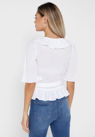 Weiße Ralph Lauren Oberteile mit Rüschendetail für Damen