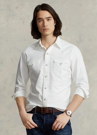 Weiße Ralph Lauren Oxford-Westernhemden im Classic Fit für Herren Weiße Ralph Lauren Oxford-Westernhemden im Classic Fit für Herren