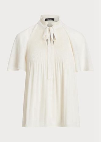 Weiße Ralph Lauren Plissierte Georgette-Oberteile für Damen