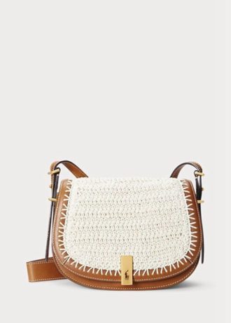 Weiße Ralph Lauren Polo ID Häkelhandtasche für Damen