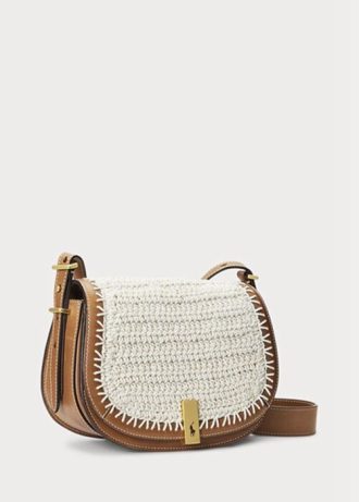 Weiße Ralph Lauren Polo ID Häkelhandtasche für Damen