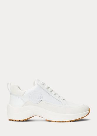 Weiße Ralph Lauren Reaghan Sneakers aus Leder und Wildleder für Damen