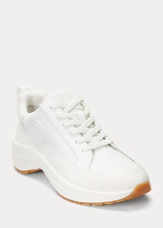 Weiße Ralph Lauren Reaghan Sneakers aus Leder und Wildleder für Damen