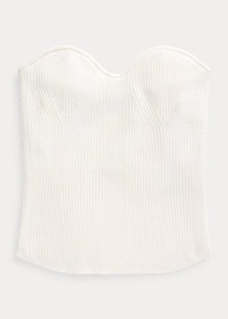 Weiße Ralph Lauren Rippstrick-Korsett-Tube-Tops für Damen