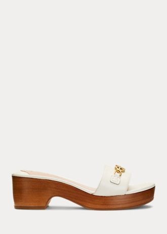 Weiße Ralph Lauren Roxanne Sandalen aus Nappaleder für Damen