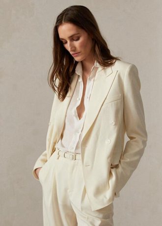 Weiße Ralph Lauren Safford Blazer aus Wollgabardine für Damen
