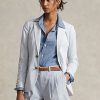 Weiße Ralph Lauren Seersucker-Blazer für Damen Weiße Ralph Lauren Seersucker-Blazer für Damen
