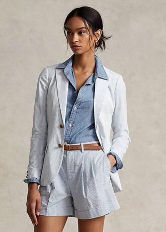 weisse ralph lauren seersucker blazer fr damen 1 330x461 - Wei&szlig;e Ralph Lauren Seersucker-Blazer f&uuml;r Damen