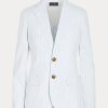 Weiße Ralph Lauren Seersucker-Blazer für Damen Weiße Ralph Lauren Seersucker-Blazer für Damen