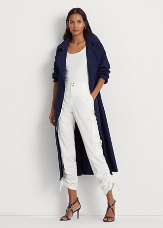 Weiße Ralph Lauren Shantung Cargohose für Damen