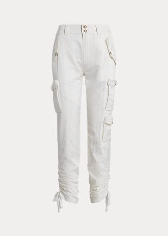 Weiße Ralph Lauren Shantung Cargohose für Damen