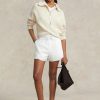 Weiße Ralph Lauren Shorts aus mehrlagigem Ripstop-Jersey mit Kordelzug für Damen Weiße Ralph Lauren Shorts aus mehrlagigem Ripstop-Jersey mit Kordelzug für Damen