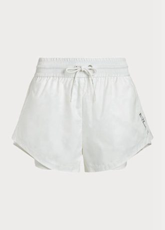 Weiße Ralph Lauren Shorts aus mehrlagigem Ripstop-Jersey mit Kordelzug für Damen