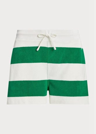 Weiße Ralph Lauren Sportshorts mit gestreiftem Kordelzug für Damen