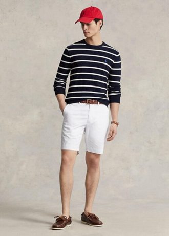 Weiße Ralph Lauren Tailored Fit Stretch-Twill-Shorts für Herren