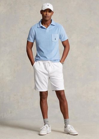 Weiße Ralph Lauren Terry-Shorts mit Kordelzug für Herren