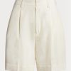 Weiße Ralph Lauren Tracy Plissee-Shorts aus Shantung-Seide für Damen Weiße Ralph Lauren Tracy Plissee-Shorts aus Shantung-Seide für Damen