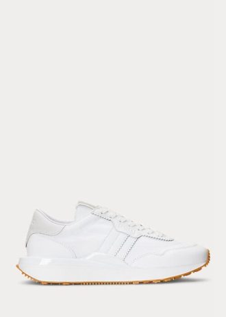 Weiße Ralph Lauren Train 89 Sneakers aus Leder und Oxford für Damen