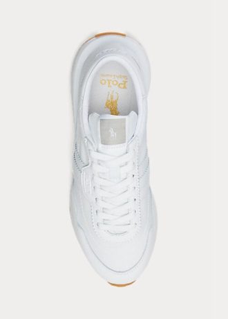 Weiße Ralph Lauren Train 89 Sneakers aus Leder und Oxford für Damen