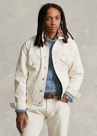 Weiße Ralph Lauren Trucker-Jacken aus Canvas im Relaxed Fit für Herren