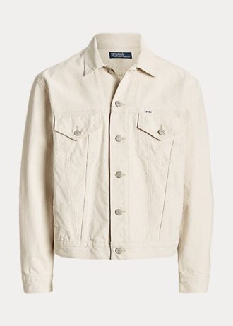 Weiße Ralph Lauren Trucker-Jacken aus Canvas im Relaxed Fit für Herren