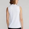 Weiße ärmellose Poloshirts mit Viertelreißverschluss von Ralph Lauren für Damen Weiße ärmellose Poloshirts mit Viertelreißverschluss von Ralph Lauren für Damen