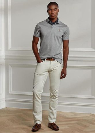 Weiße Slim Fit Stretchjeans für Herren von Ralph Lauren