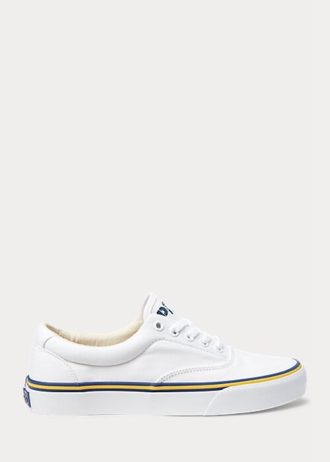 Weiße Sneakers aus Baumwollcanvas mit Ralph Lauren-Logo für Damen Weiße Sneakers aus Baumwollcanvas mit Ralph Lauren-Logo für Damen