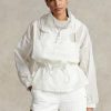 Weiße, verstaubare, durchscheinende Ripstop-Windjacke von Ralph Lauren für Damen