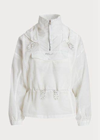 Weiße, verstaubare, durchscheinende Ripstop-Windjacke von Ralph Lauren für Damen