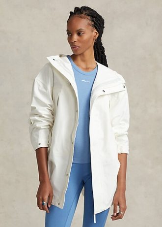 Weiße wasserabweisende Windjacke mit Kapuze von Ralph Lauren für Damen