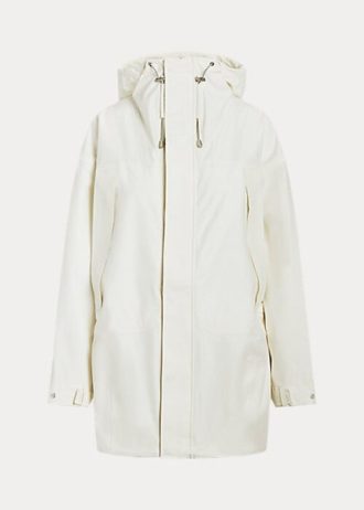 Weiße wasserabweisende Windjacke mit Kapuze von Ralph Lauren für Damen