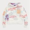 Weißer Oversize-Fleece-Hoodie mit Ralph Lauren-Logografik für Damen Weißer Oversize-Fleece-Hoodie mit Ralph Lauren-Logografik für Damen