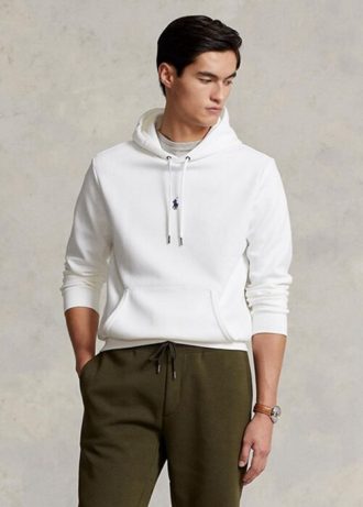 Weißer Ralph Lauren Doppelstrick-Hoodie für Herren