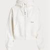 Weißer Ralph Lauren Fleece-Hoodie mit durchgehendem Reißverschluss und Dolman-Ärmeln für Damen Weißer Ralph Lauren Fleece-Hoodie mit durchgehendem Reißverschluss und Dolman-Ärmeln für Damen