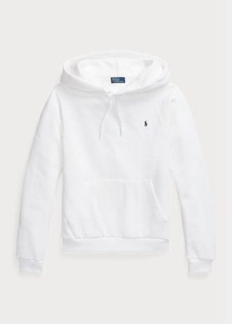 Weißer Ralph Lauren Shrunken Fit Fleece-Hoodie für Damen Weißer Ralph Lauren Shrunken Fit Fleece-Hoodie für Damen