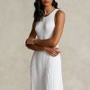 Weißes Plissiertes Kleid „The Spelman Collection“ von Ralph Lauren für Damen Weißes Plissiertes Kleid „The Spelman Collection“ von Ralph Lauren für Damen