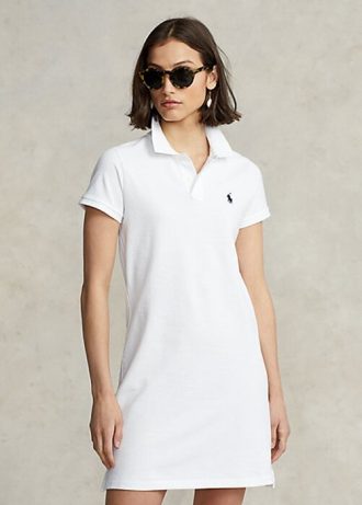Weißes Ralph Lauren Baumwoll-Netzkleid für Damen