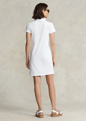 Weißes Ralph Lauren Baumwoll-Netzkleid für Damen
