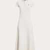 Weißes Ralph Lauren-Kleid aus Stretch-Baumwollnetz mit Ösen für Damen Weißes Ralph Lauren-Kleid aus Stretch-Baumwollnetz mit Ösen für Damen