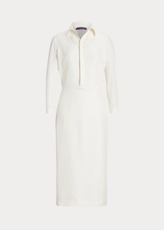 Weißes Tageskleid aus Shantung-Seide von Ralph Lauren für Damen